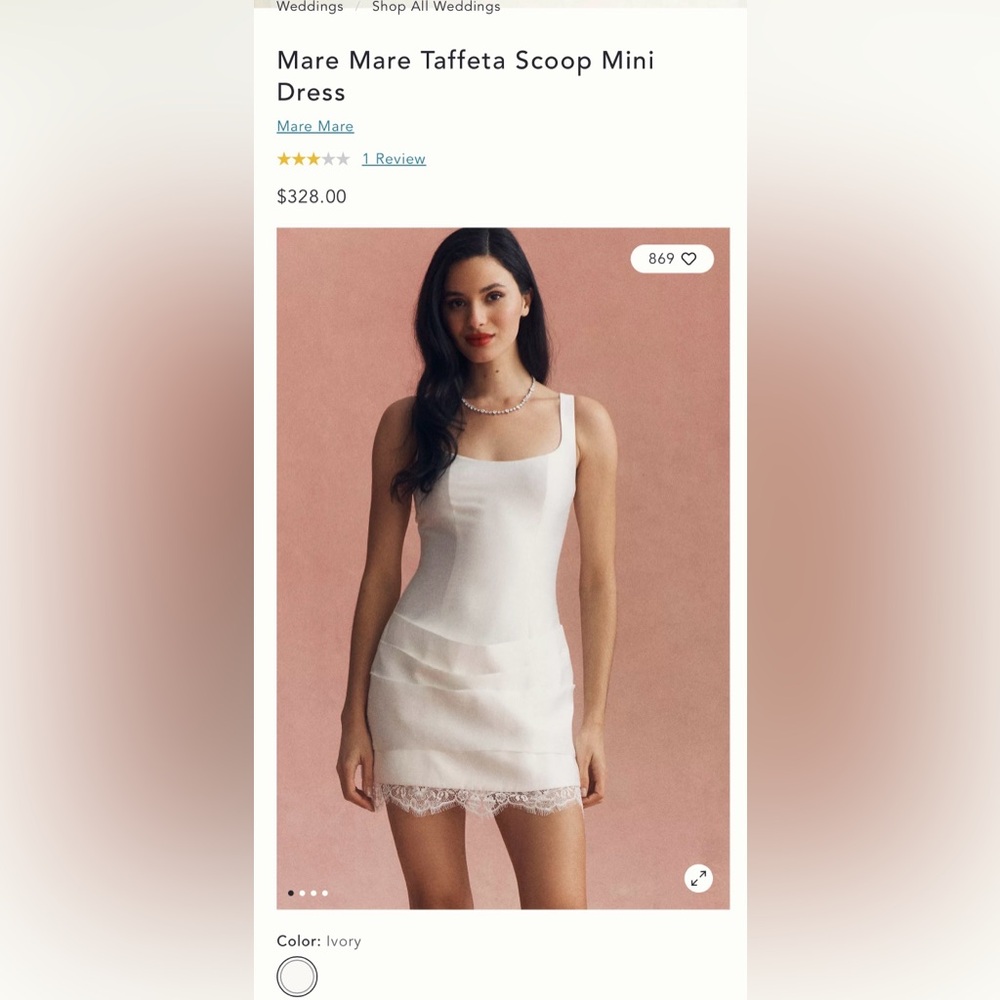 Anthropologie Mare Mare Sold OUT Elegant White Lace Trim Slip Dress